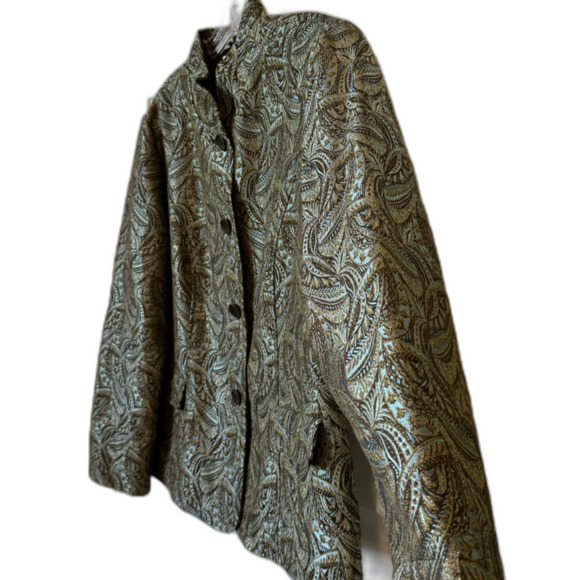 Chico's Formal Jacket Paisley w/ Good Thread w/ Leopard Interior & Cuffs Buttons - Picture 11 of 12